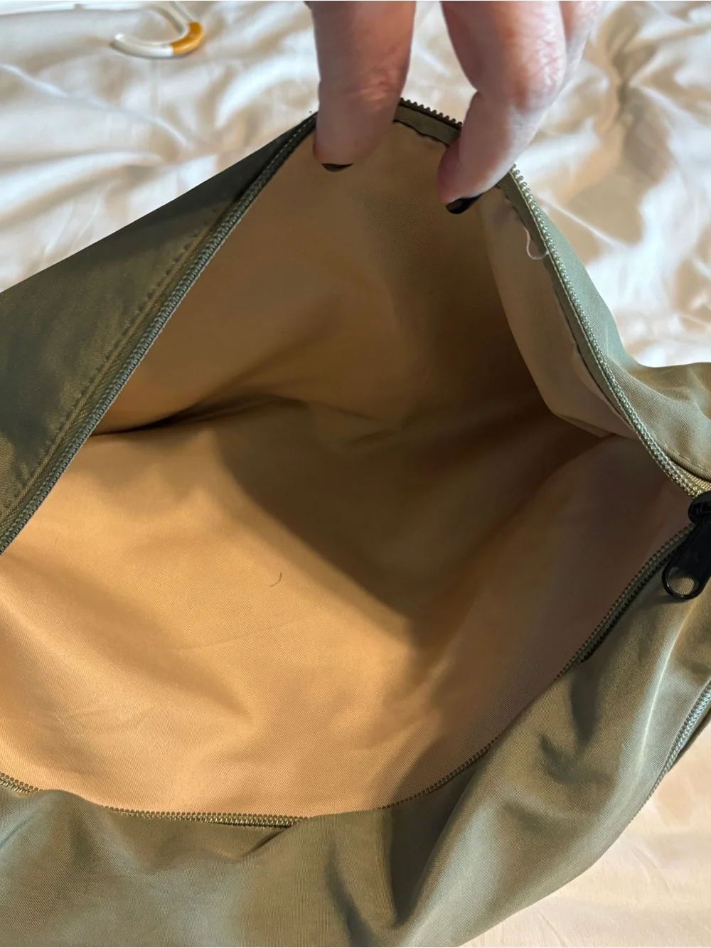 Olive Green Oversized Nylon Sling Crossbody Bag with Pouch